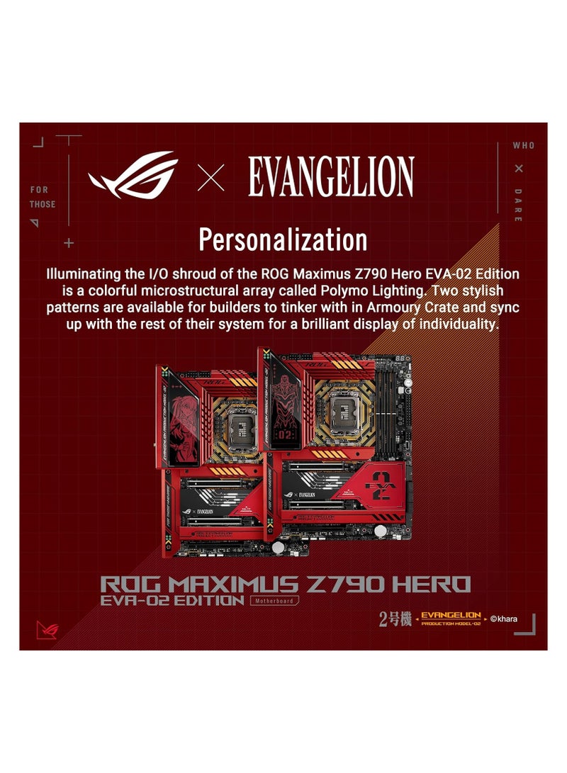 ASUS - Rog Msximus Z790 Hero EVA-02 Edition LGA 1700(Intel® 13th &12th Gen) ATX Gamining motherboard(DDR5, 5x M.2 slots,PCIe 5.0 x16 with Q-Release,Wi-Fi 6E, 2xThunderbolt 4, USB 20G Type-C front-panel) Red - Image 1