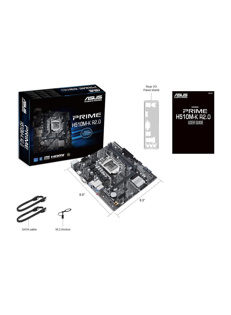 ASUS - Prime H510M-K R2.0, Intel H470, 1200, Micro ATX, 2 DDR4, VGA, HDMI, 1x M.2 - Image 1
