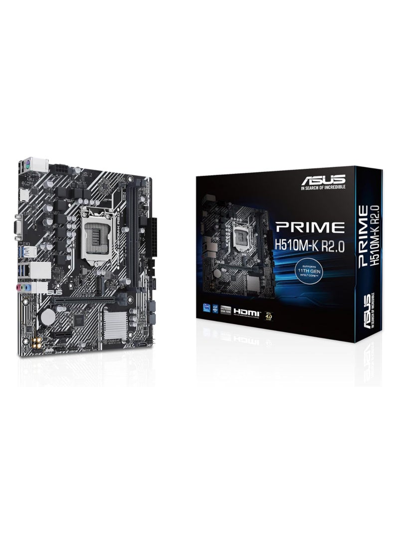 ASUS - Prime H510M-K R2.0, Intel H470, 1200, Micro ATX, 2 DDR4, VGA, HDMI, 1x M.2 - Image 1
