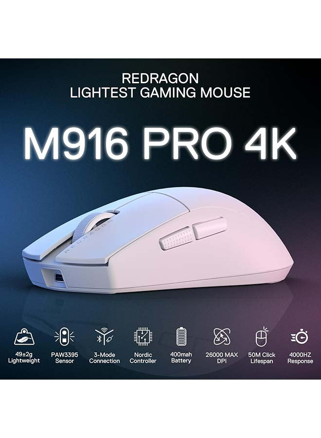 REDRAGON - M916 PRO 3-Mode Wireless Gaming Mouse, Hype-Speed 4K Polling Rate, 49G Ultra-Light 26K DPI Gamer Mice - Image 1