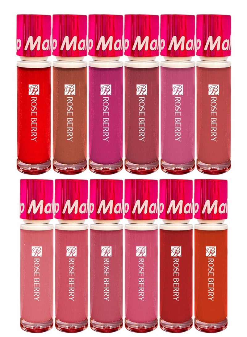 ROSE BERRY 12-Piece Matte Lquid Lipgloss Multicolour  - Image 1