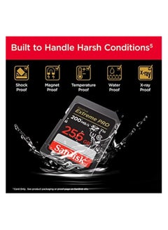 سانديسك Extreme Pro SDXC card + RescuePRO Deluxe, up to 200MB/s, UHS I, Class 10, U3, V30 SDSDXXD 256G GN4IN, Black 256 GB  - Image 2