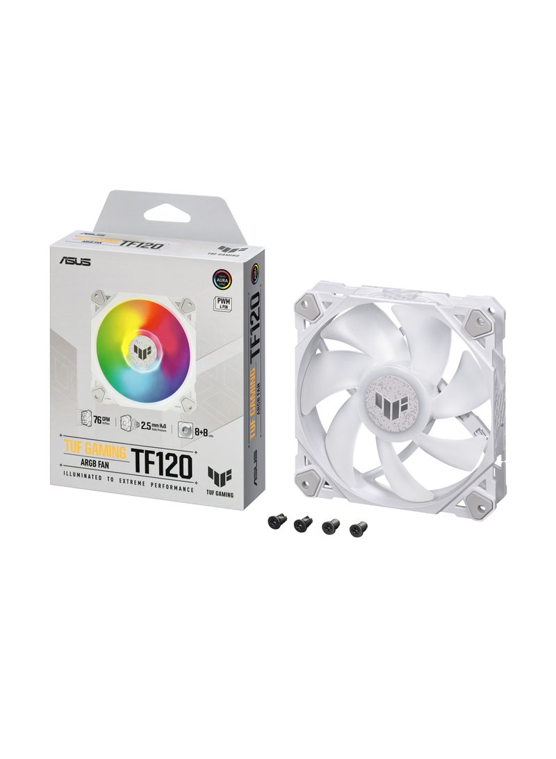 ASUS TUF Gaming TF120 ARGB Fan - Single Pack White  - Image 1