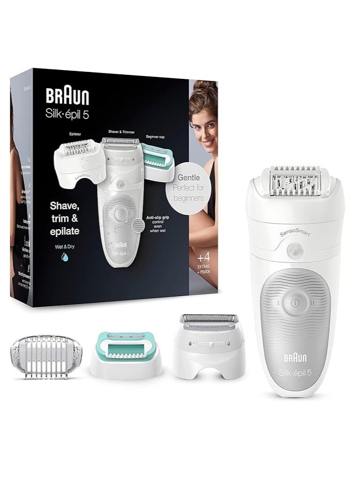 BRAUN - Silk-épil 5 Women's Epilator for Hair Removal/Hair Remover, Attachments for Razor, Trimmer and Massage for Body, Bag, 5-625 Multicolor - Image 1