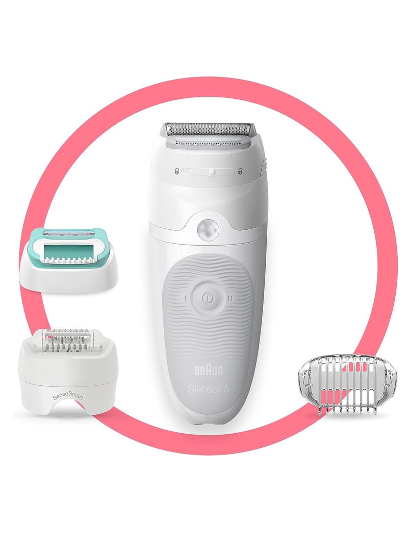 BRAUN - Silk-épil 5 Women's Epilator for Hair Removal/Hair Remover, Attachments for Razor, Trimmer and Massage for Body, Bag, 5-625 Multicolor - Image 1