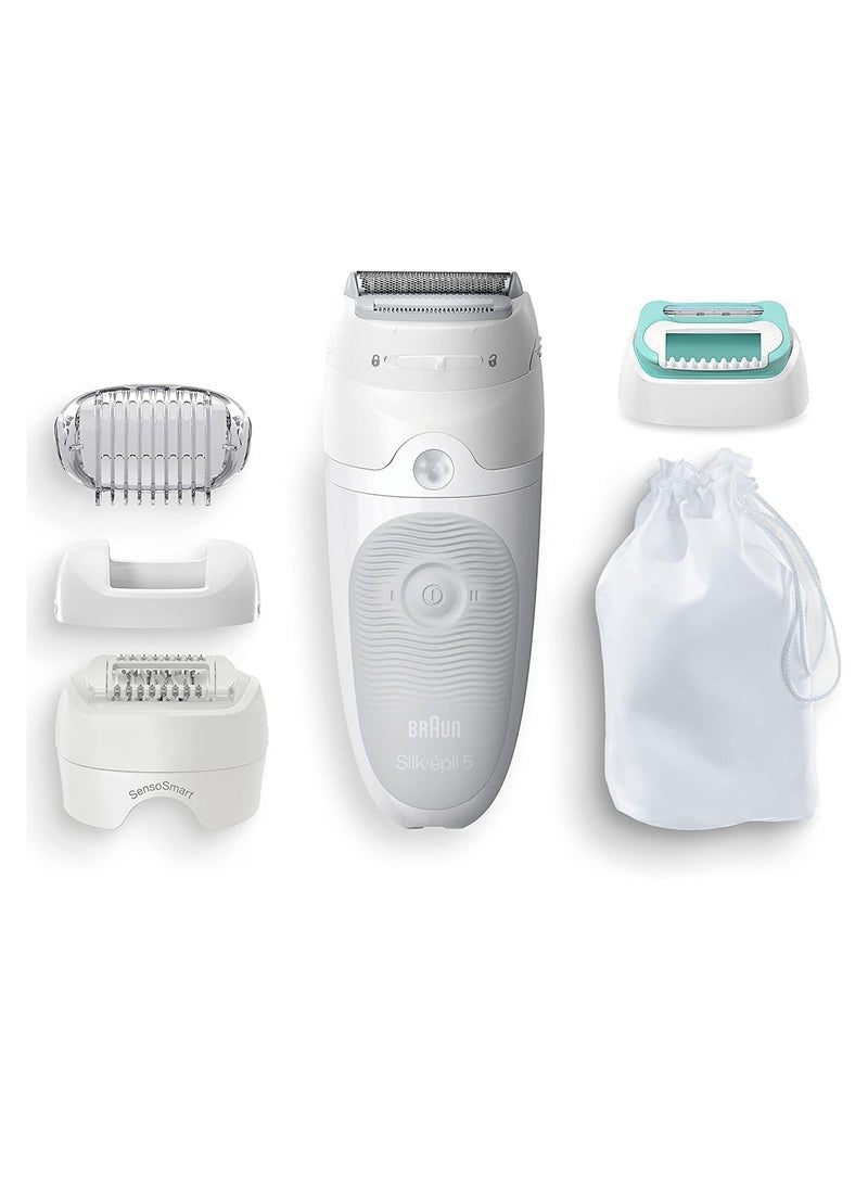 BRAUN - Silk-épil 5 Women's Epilator for Hair Removal/Hair Remover, Attachments for Razor, Trimmer and Massage for Body, Bag, 5-625 Multicolor - Image 1