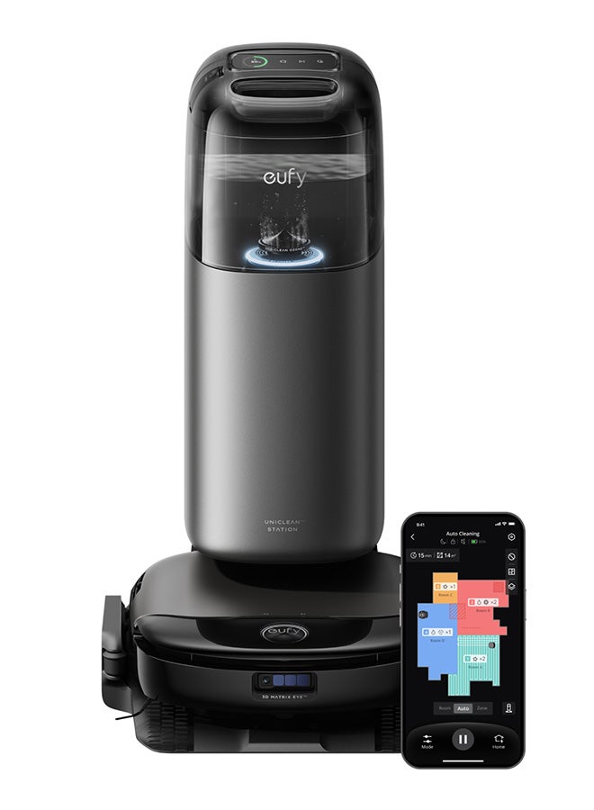 إيوفي Omni S1 Pro، مكنسة كهربائية روبوتية مع ممسحة، ممسحة Always Clean، 8000 باسكال، تجنب العوائق، تنظيف عميق من الزاوية إلى الحافة وممسحة رفع، غسيل وتجفيف آلي للممسحة، موزع منظف - Image 1