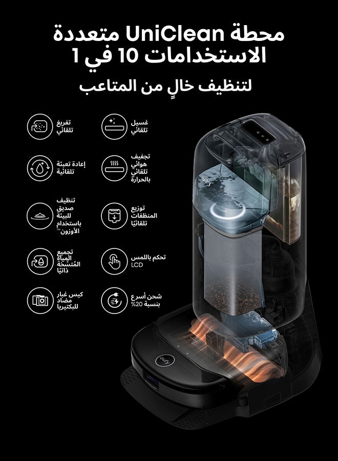 إيوفي Omni S1 Pro، مكنسة كهربائية روبوتية مع ممسحة، ممسحة Always Clean، 8000 باسكال، تجنب العوائق، تنظيف عميق من الزاوية إلى الحافة وممسحة رفع، غسيل وتجفيف آلي للممسحة، موزع منظف - Image 3