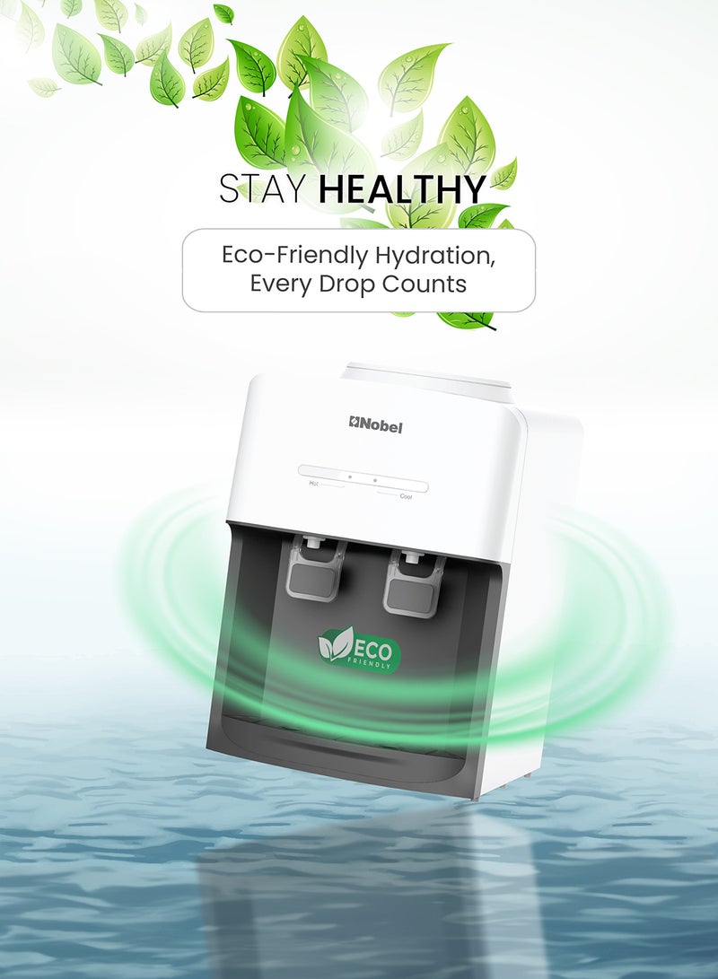 Nobel - Tabletop Water Dispenser: Elegant 2-Tap Design With 0.6L Hot Tank, 4.0L/h Heating Capacity, And Ergonomic Features NWD575 White - Image 1
