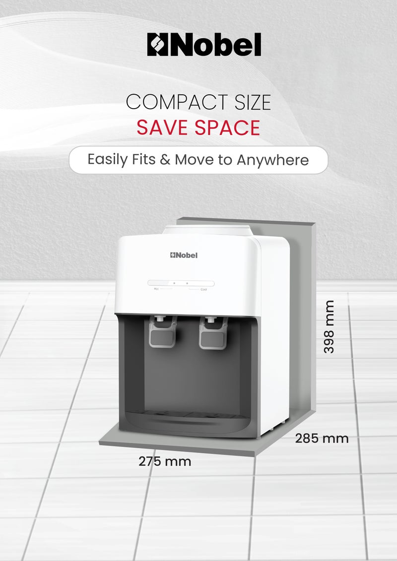 Nobel - Tabletop Water Dispenser: Elegant 2-Tap Design With 0.6L Hot Tank, 4.0L/h Heating Capacity, And Ergonomic Features NWD575 White - Image 1