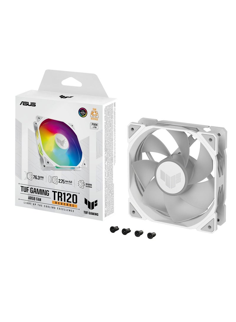 ASUS TUF Gaming TR120 ARGB Reverse Blade Single Pack White 