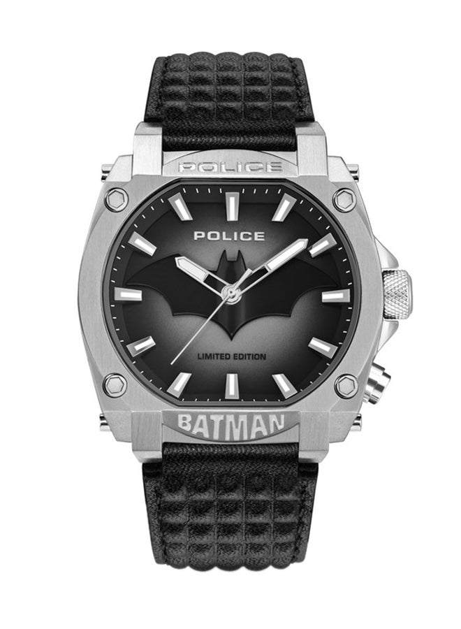 POLICE Men's Limited Edition Forever Batman Stainless Steel Case & Black Genuine Leather Strap Men's Watch  - Image 1