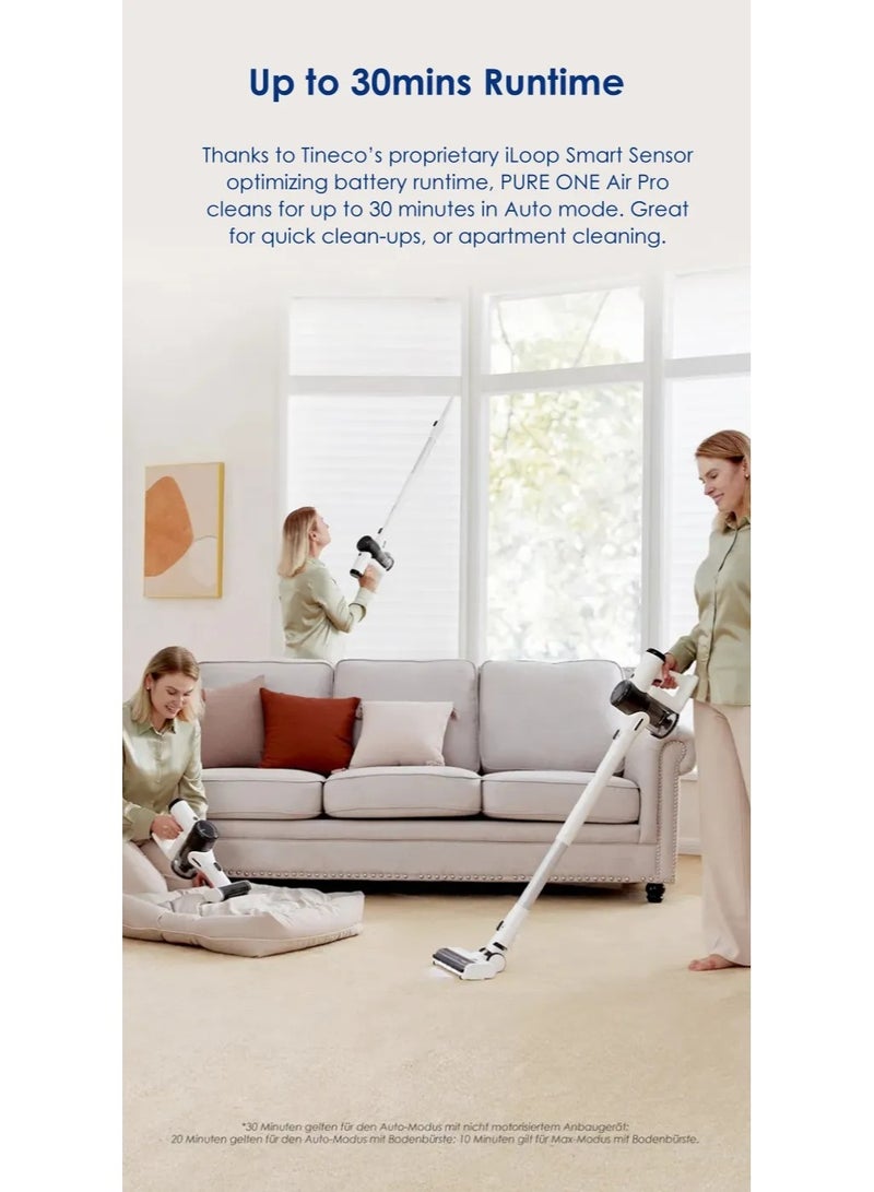 Tineco Cordless Vacuum Cleaner Pure ONE Air PRO,Multicyclone,with Multiple Attachments,Extremely Quiet,Powerful Suction,Timeless Design,Installation-Free Charging Station 0.3 L 230 W VS171300MY Pure ONE Air PRO  - Image 2