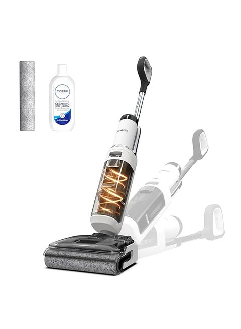 Floor One S6 Stretch Wet and Dry Cordless Vacuum Cleaner and Mop with 180 Degree Lay Flat Design, with Triple Edge cleaning, iLoop Smart Sensor Technology with FlashDry Self Cleaning 0.8 L 220 W FW401400UK White Titanium