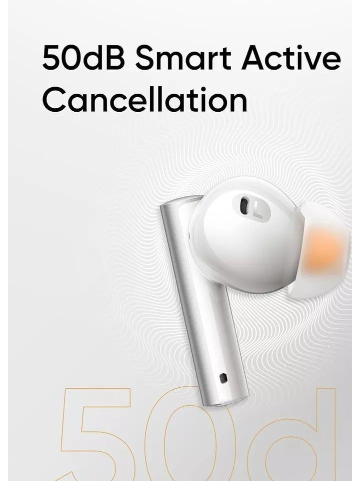 realme - Buds Air 6 Tws in Ear Earbuds With 12.4 Mm Deep Bass Driver, 40 Hours Play Time, Fast Charge,50 Db Anc,Lhdc 5.0, 55 Ms Low Latency, Ip55 Dust & Water Resistant, Bluetooth V5.3 Flame Silver - Image 1