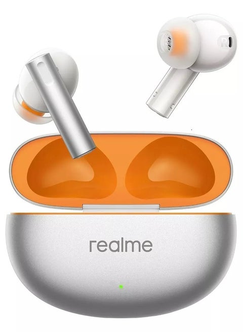 Buds Air 6 Tws in Ear Earbuds With 12.4 Mm Deep Bass Driver, 40 Hours Play Time, Fast Charge,50 Db Anc,Lhdc 5.0, 55 Ms Low Latency, Ip55 Dust & Water Resistant, Bluetooth V5.3 Flame Silver