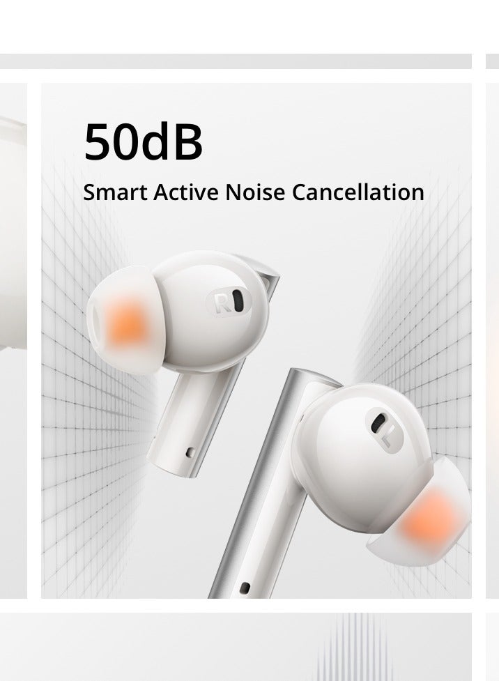 realme - Buds Air 6 Tws in Ear Earbuds With 12.4 Mm Deep Bass Driver, 40 Hours Play Time, Fast Charge,50 Db Anc,Lhdc 5.0, 55 Ms Low Latency, Ip55 Dust & Water Resistant, Bluetooth V5.3 Flame Silver - Image 1