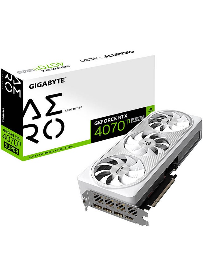 GIGABYTE - GeForce RTX 4070 Ti SUPER AERO OC Graphics Card, 16GB GDDR6X 256bit Memory, 2655MHz Boost Clock, 21Gbps Memory Speed, 8448 CUDA Cores PCI-E 4, HDMI, DisplayPort White - Image 1