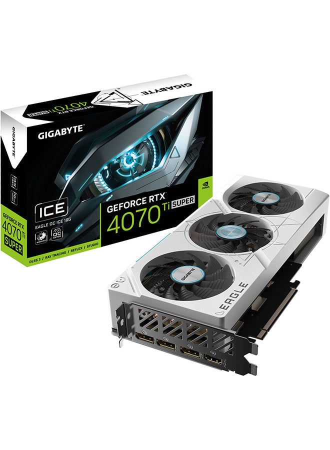 جيجابايت - GeForce RTX 4070 Ti SUPER EAGLE OC ICE Graphics Card, 16GB GDDR6X 256bit Memory, 2640 MHz Core Clock, 21Gbps Memory Clock, PCI-E 4.0, 8448 CUDA, PCI-E 4.0, DP / HDMI Grey - Image 1