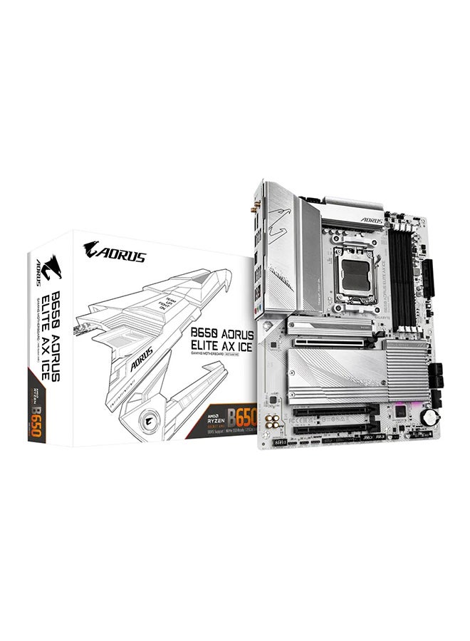 B650 AORUS ELITE AX ICE AM5 ATX Motherboard, AMD B650 Chipset, 4 x DDR5, 256GB Max, Realtek 2.5GbE LAN & Wi-Fi 6E, 1*DP, 1*HDMI, 1*USB Type-C Black - pnsku/N70104963V/45/_/1725176092/01a7b643-1735-44eb-b0f0-369e85092b49