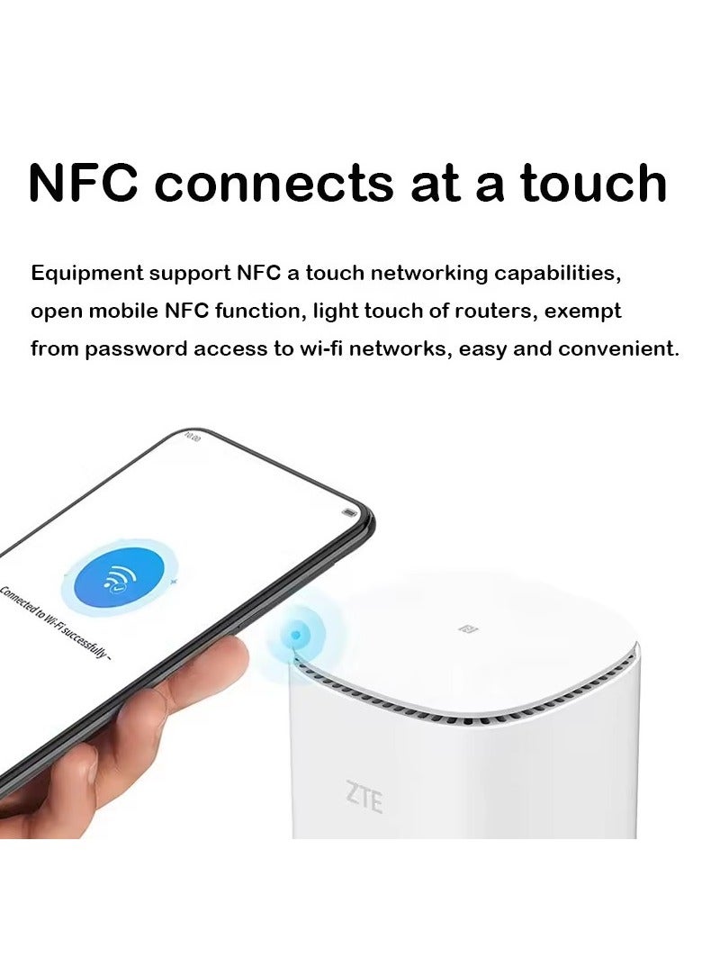 ZTE - 5G Indoor Modem CPE Router,5G Dual-mode WIFI 6 Dual Band 5400Mbps Up To 128 Devices-Global Version White White - Image 1