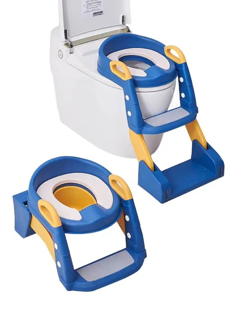 Rock Pow Baby Potty Seat, 3-In-1 Toilet Potty Training Seat, Toddlers Potty Training Toilet Seat Boys Girls, Kids Potty Training Seat Step Stool Ladder, Potty Chair With Anti-Slip Pads (Blue)  - Image 1