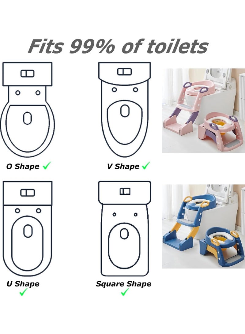 Rock Pow - Baby Potty Seat, 3-In-1 Toilet Potty Training Seat, Toddlers Potty Training Toilet Seat Boys Girls, Kids Potty Training Seat Step Stool Ladder, Potty Chair With Anti-Slip Pads (Blue) - Image 1