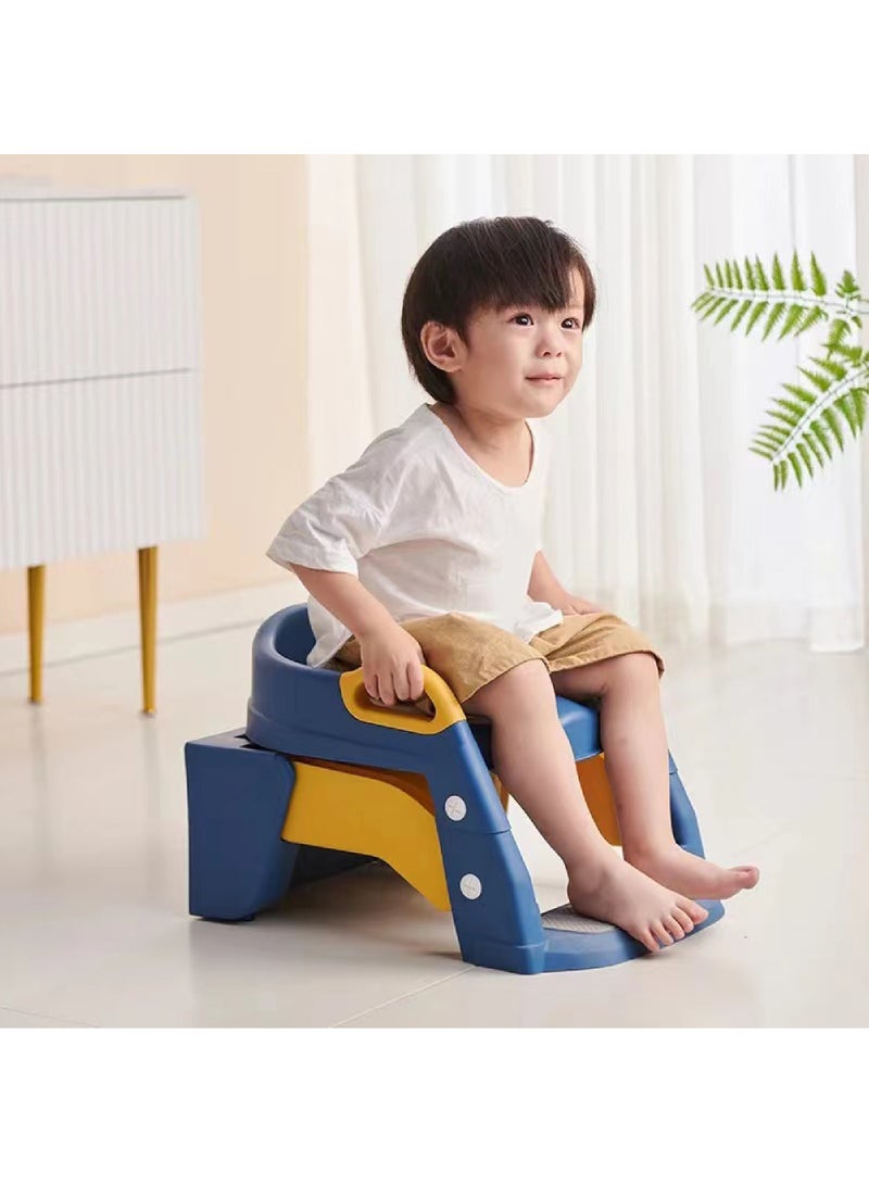 Rock Pow Baby Potty Seat, 3-In-1 Toilet Potty Training Seat, Toddlers Potty Training Toilet Seat Boys Girls, Kids Potty Training Seat Step Stool Ladder, Potty Chair With Anti-Slip Pads (Blue)  - Image 3