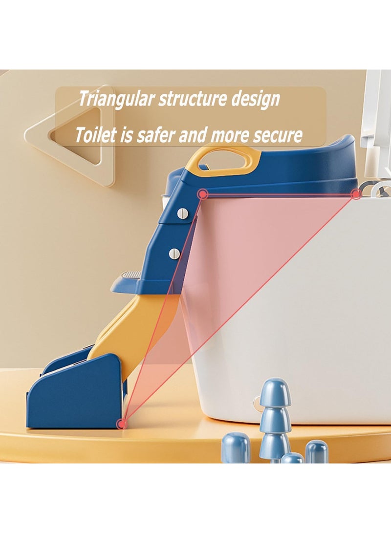 Rock Pow - Baby Potty Seat, 3-In-1 Toilet Potty Training Seat, Toddlers Potty Training Toilet Seat Boys Girls, Kids Potty Training Seat Step Stool Ladder, Potty Chair With Anti-Slip Pads (Blue) - Image 1