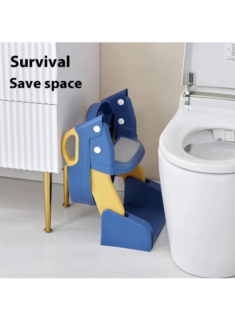 Rock Pow Baby Potty Seat, 3-In-1 Toilet Potty Training Seat, Toddlers Potty Training Toilet Seat Boys Girls, Kids Potty Training Seat Step Stool Ladder, Potty Chair With Anti-Slip Pads (Blue)  - Image 2