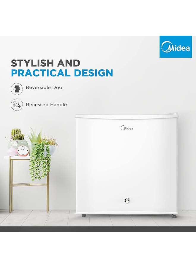 Midea - 86L Free Standing Single Door Refrigerator with Reversible Door, 2l Bottle Rack, Smart Design with Recessed Handle with Lock, Best Compact Small Fridge For Mini Bar, Room Or Office MDRD86FGE01 White - Image 1