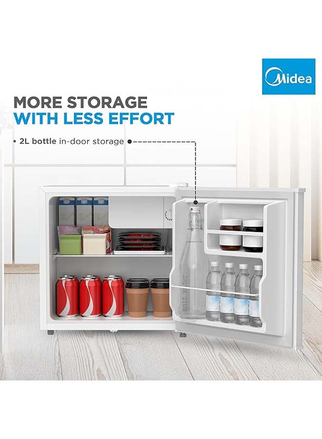 Midea - 86L Free Standing Single Door Refrigerator with Reversible Door, 2l Bottle Rack, Smart Design with Recessed Handle with Lock, Best Compact Small Fridge For Mini Bar, Room Or Office MDRD86FGE01 White - Image 1