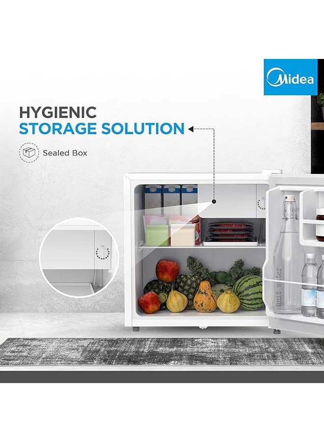 Midea - 86L Free Standing Single Door Refrigerator with Reversible Door, 2l Bottle Rack, Smart Design with Recessed Handle with Lock, Best Compact Small Fridge For Mini Bar, Room Or Office MDRD86FGE01 White - Image 1