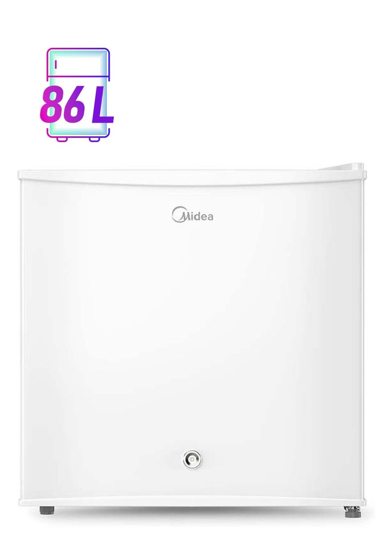Midea - 86L Free Standing Single Door Refrigerator with Reversible Door, 2l Bottle Rack, Smart Design with Recessed Handle with Lock, Best Compact Small Fridge For Mini Bar, Room Or Office MDRD86FGE01 White - Image 1