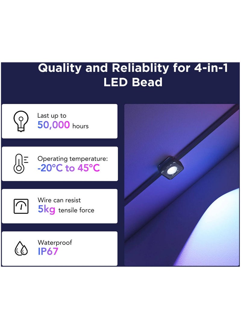 Govee - LED Strip Light S, RGBICW Technology, 64+ Scene Modes, Smart App Control, Transparent Protective Epoxy Coating, IP67 Rated Protection, 5m Length | H612ABD1 - Image 1