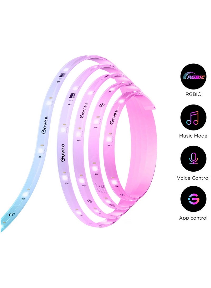 Govee - LED Strip Light S, RGBICW Technology, 64+ Scene Modes, Smart App Control, Transparent Protective Epoxy Coating, IP67 Rated Protection, 5m Length | H612ABD1 - Image 1