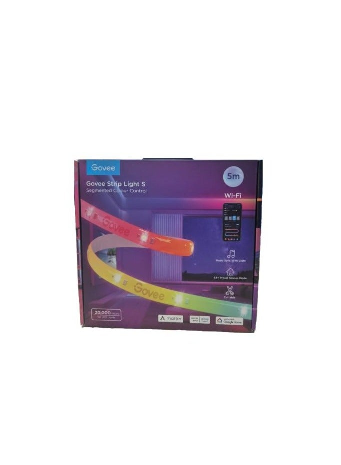 Govee - LED Strip Light S, RGBICW Technology, 64+ Scene Modes, Smart App Control, Transparent Protective Epoxy Coating, IP67 Rated Protection, 5m Length | H612ABD1 - Image 1
