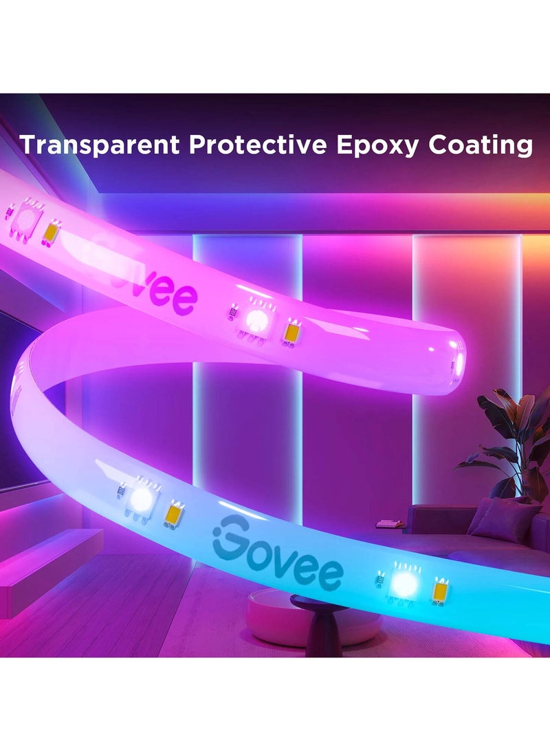 Govee - LED Strip Light S, RGBICW Technology, 64+ Scene Modes, Smart App Control, Transparent Protective Epoxy Coating, IP67 Rated Protection, 5m Length | H612ABD1 - Image 1