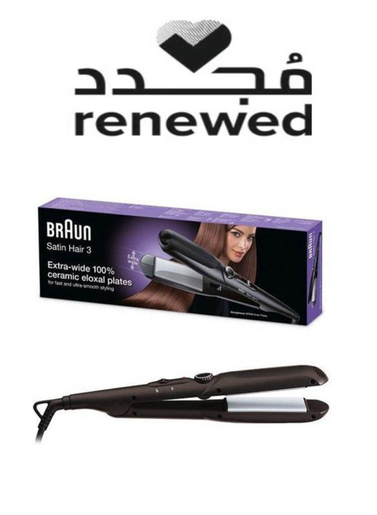 براون Renewed-Satin Hair 3 St310 Straightener With Wide Plates Black  - Image 1