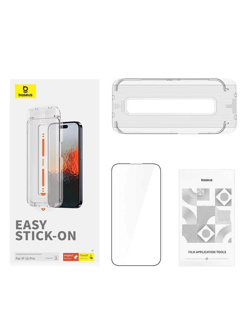 Baseus Sapphire Series Full-Coverage Hd Tempered Glass Screen Protector (With Built-In Dust Filter) For iP 16 Pro, / 6.3 Clear (Pack Of 1, With Cleaning Kit And Dust-Proof Installation Tool) Clear - Image 5