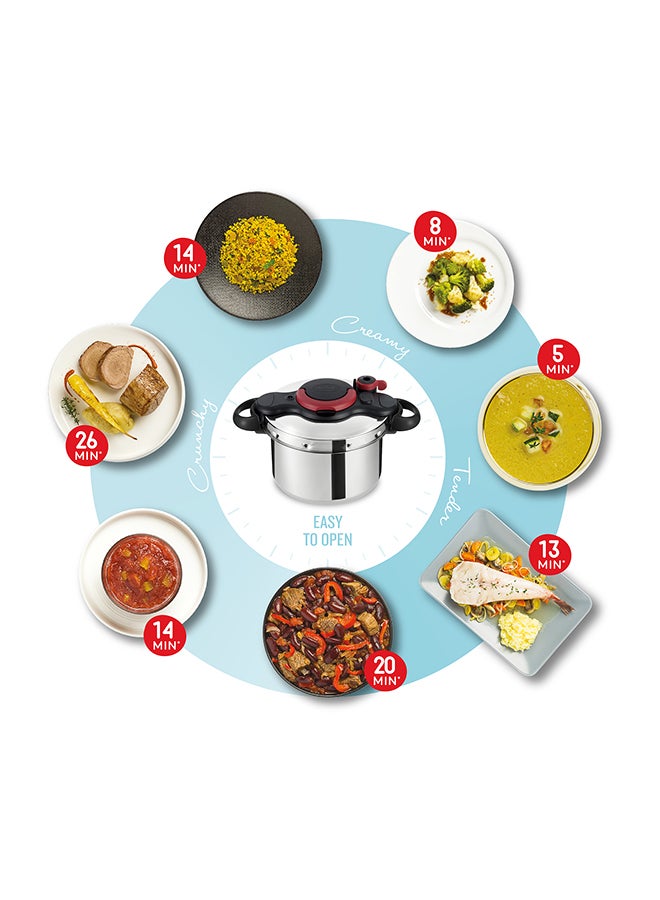 Tefal - TEFAL Pressure Cooker | ClipsoMinut’ Easy 6L | Stainless steel |Express Cooking | Vitamins Preserved | One-Handed Opening/Closing | Safe | Made in France | 2 Years Warranty | P4620768 Stainless Steel - Image 1