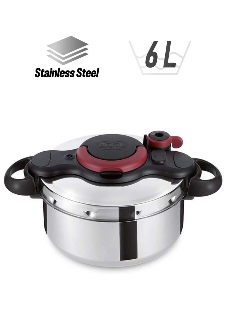 Tefal - TEFAL Pressure Cooker | ClipsoMinut’ Easy 6L | Stainless steel |Express Cooking | Vitamins Preserved | One-Handed Opening/Closing | Safe | Made in France | 2 Years Warranty | P4620768 Stainless Steel - Image 1