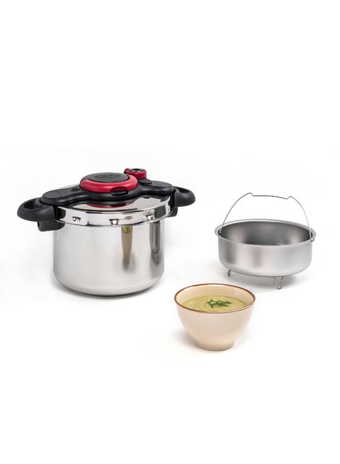 TEFAL Pressure Cooker | ClipsoMinut’ Easy 6L | Stainless steel |Express Cooking | Vitamins Preserved | One-Handed Opening/Closing | Safe | Made in France | 2 Years Warranty | P4620768 Stainless Steel 6 Liter