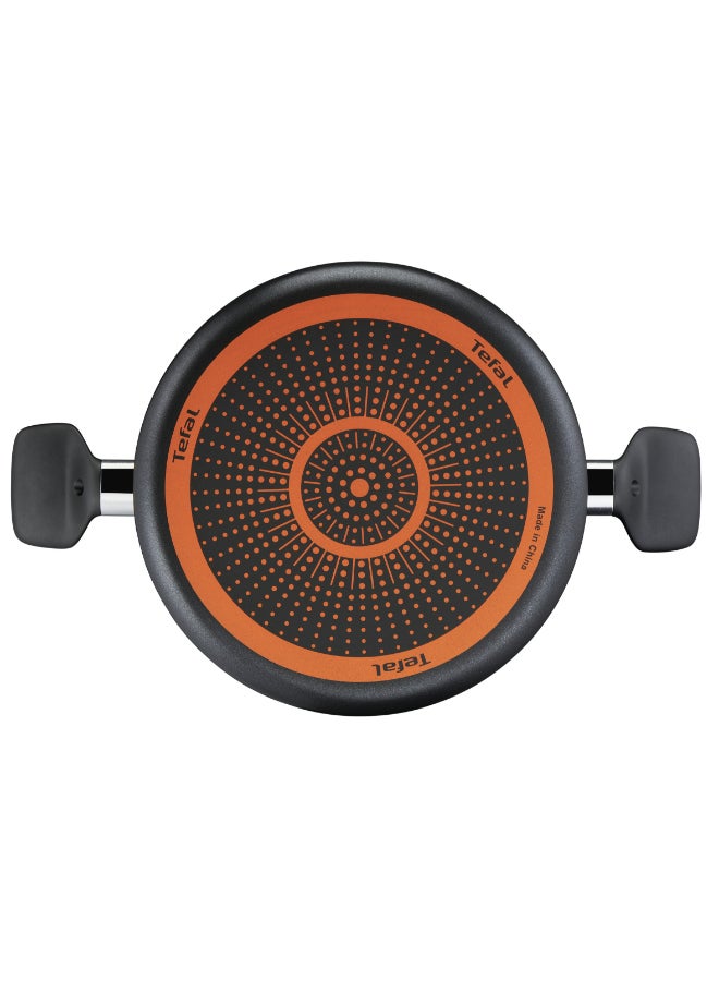 تيفال TEFAL طقم أواني طهي مكون من 5 قطع | سوبر كوك | مقالي 20/24 سم/ قدر 24 سم + غطاء/ ملعقة مسطحة مشقوقة | غير لاصق مع مؤشر حرارة Thermo Signal | ألومنيوم | أسود | ضمان لمدة سنتين | B460S584 24سم - Image 2