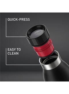 Tefal TEFAL Hydration Bottle | BLUDROP 0.7 L | Reusable Stainless Steel Bottle | Sustainable | Easy Drinking |Quick Press |Leak-Proof | 12H Hot Drinks & 24H Cold Drinks | Black | 2 Years Warranty | N3110910 Multicolour 0.7Liters  - Image 5