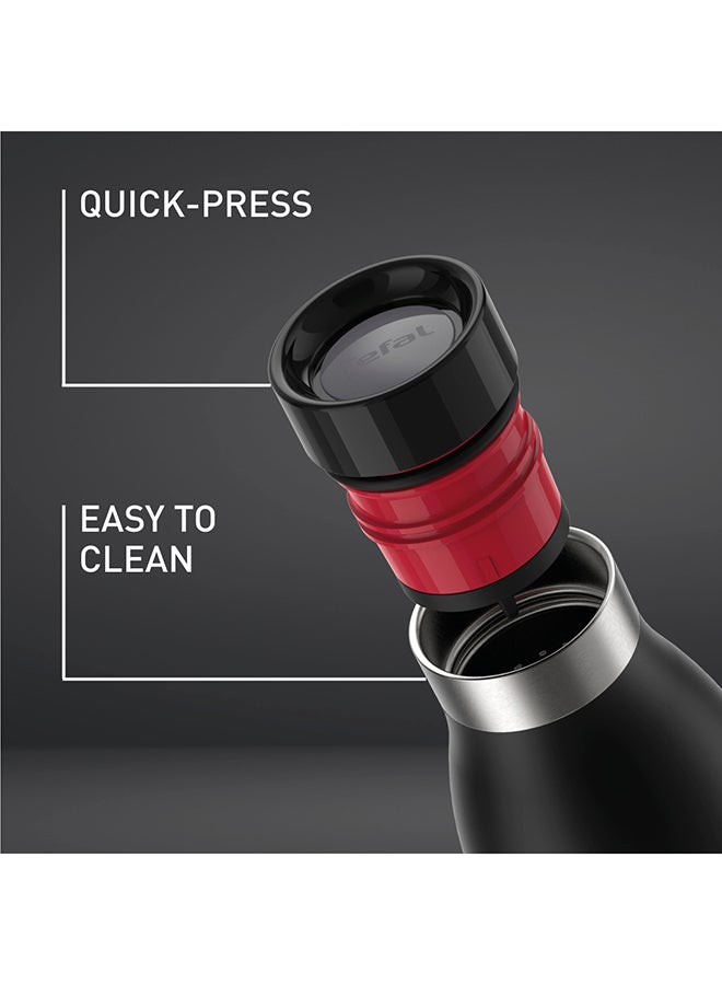 Tefal - TEFAL Hydration Bottle | BLUDROP 0.7 L | Reusable Stainless Steel Bottle | Sustainable | Easy Drinking |Quick Press |Leak-Proof | 12H Hot Drinks & 24H Cold Drinks | Black | 2 Years Warranty | N3110910 Multicolour 0.7Liters - Image 1