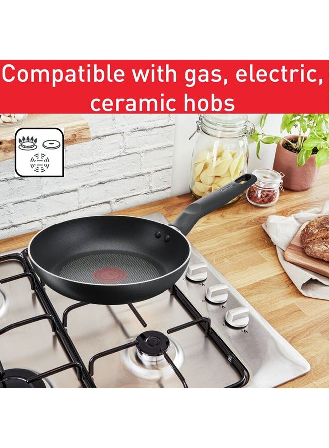 Tefal - TEFAL Cookware Set of 7 Pieces | Super Cook | Frypan 24 cm/Saucepan 18 cm+lid/Stewpot 24 cm+Lid/Spoon/Slotted Spatula | Non-Stick with Thermo Signal | Aluminium | Black | 2 Years Warranty | B459S784 Black 24cm - Image 1