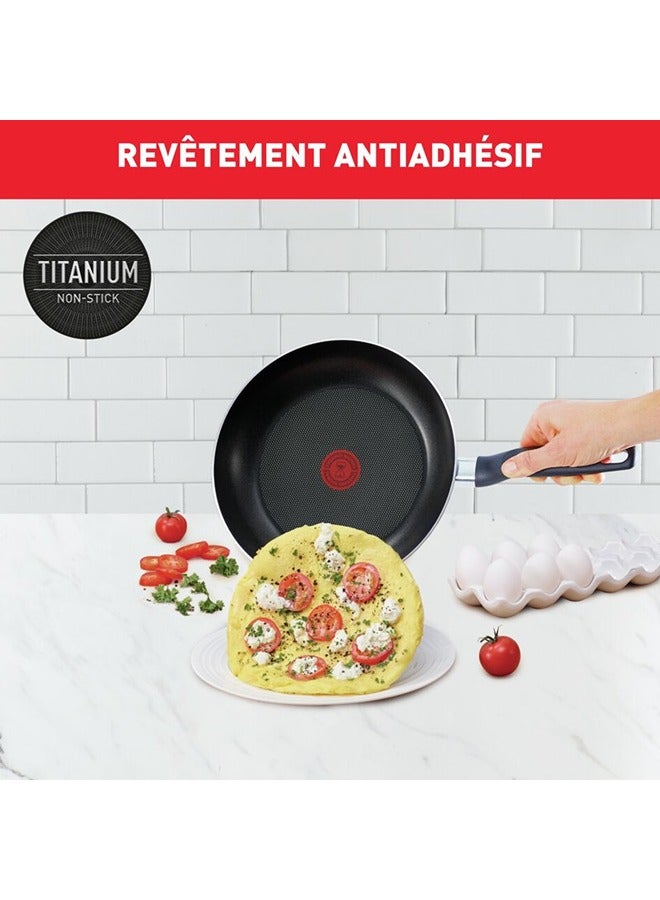 Tefal - TEFAL Cookware Set of 7 Pieces | Super Cook | Frypan 24 cm/Saucepan 18 cm+lid/Stewpot 24 cm+Lid/Spoon/Slotted Spatula | Non-Stick with Thermo Signal | Aluminium | Black | 2 Years Warranty | B459S784 Black 24cm - Image 1