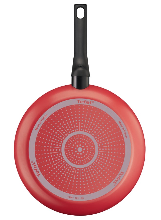 تيفال TEFAL مقلاة 24 سم | تنظيف سهل | ألومنيوم | طلاء غير لاصق | مؤشر حرارة Thermo Signal | قاعدة توزيع الحرارة | أواني طهي آمنة وصحية | صنع في فرنسا | أحمر | ضمان لمدة سنتين | B5720453 24 cmسم - Image 2