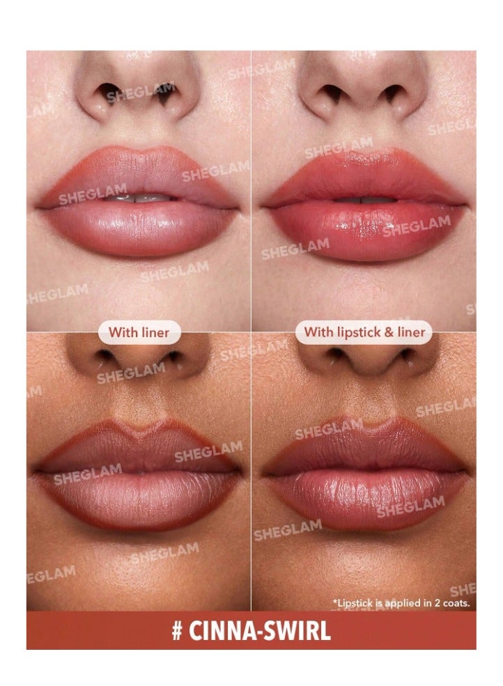 SHEGLAM 101 Sheer Tinted Lipstick & Liner Duo- Cinna-Swirl - Image 3